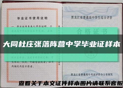 大同杜莊張落陣營中學畢業證樣本縮略圖