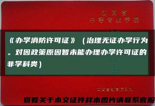 《辦學消防許可證》（治理無證辦學行為。對因政策原因暫未能辦理辦學許可證的非學科類）縮略圖