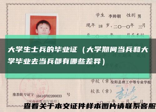 大學生士兵的畢業證（大學期間當兵和大學畢業去當兵都有哪些差異）縮略圖