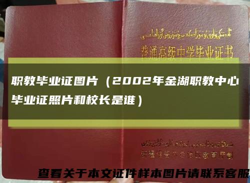 職教畢業證圖片（2002年金湖職教中心畢業證照片和校長是誰）縮略圖