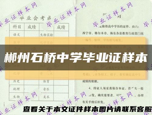 郴州石橋中學畢業證樣本縮略圖