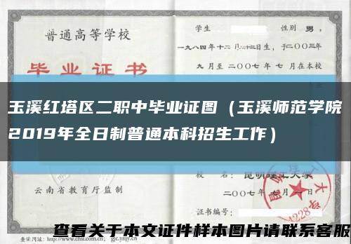 玉溪紅塔區二職中畢業證圖（玉溪師范學院2019年全日制普通本科招生工作）縮略圖