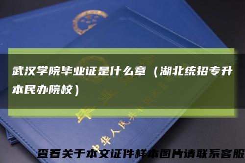 武漢學院畢業證是什么章（湖北統招專升本民辦院校）縮略圖