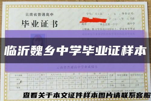 臨沂魏鄉中學畢業證樣本縮略圖