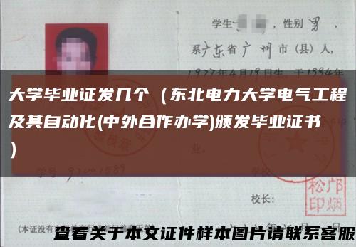 大學畢業證發幾個（東北電力大學電氣工程及其自動化(中外合作辦學)頒發畢業證書）縮略圖