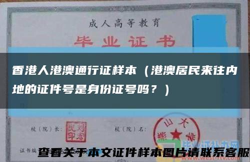 香港人港澳通行證樣本（港澳居民來往內地的證件號是身份證號嗎？）縮略圖