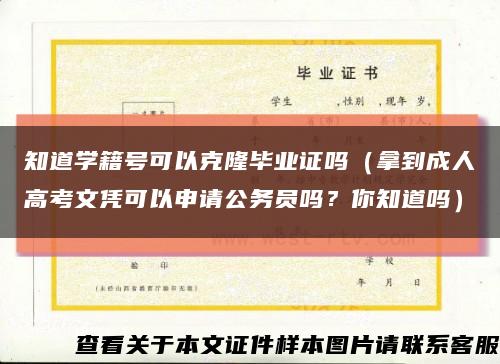 知道學籍號可以克隆畢業證嗎（拿到成人高考文憑可以申請公務員嗎？你知道嗎）縮略圖