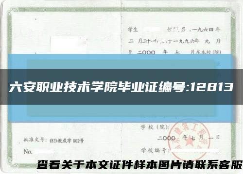 六安職業技術學院畢業證編號:12813縮略圖