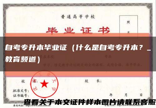 自考專升本畢業證（什么是自考專升本？_教育頻道）縮略圖