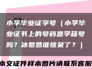 小學畢業證字號（小學畢業證書上的號碼是學籍號嗎？冰雹葛誰驚呆了？）縮略圖