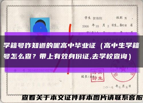學籍號咋知道的呢高中畢業證（高中生學籍號怎么查？帶上有效身份證,去學校查詢）縮略圖