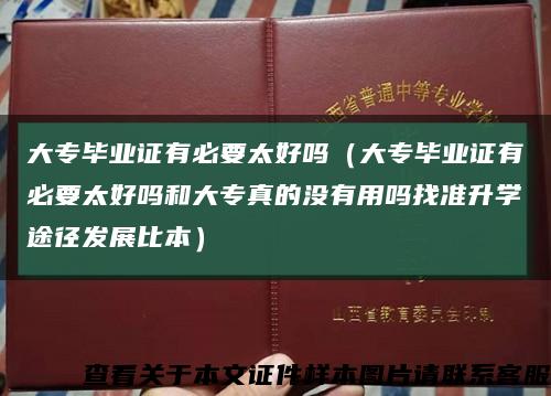 大專畢業證有必要太好嗎（大專畢業證有必要太好嗎和大專真的沒有用嗎找準升學途徑發展比本）縮略圖