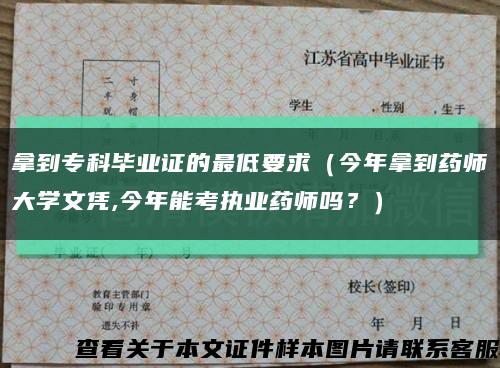 拿到?？飘厴I證的最低要求（今年拿到藥師大學文憑,今年能考執業藥師嗎？）縮略圖
