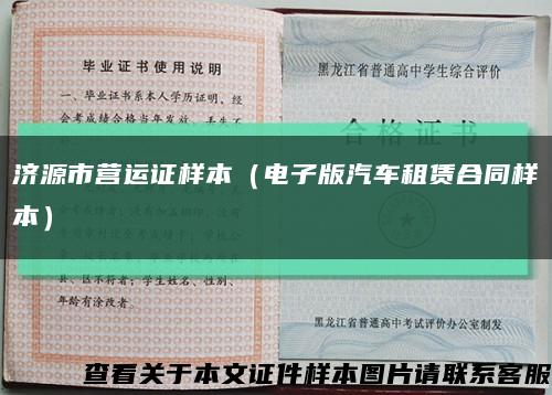 濟源市營運證樣本（電子版汽車租賃合同樣本）縮略圖
