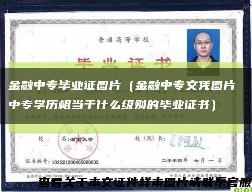金融中專畢業證圖片（金融中專文憑圖片 中專學歷相當于什么級別的畢業證書）縮略圖