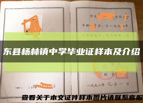 東縣楊林鎮中學畢業證樣本及介紹縮略圖