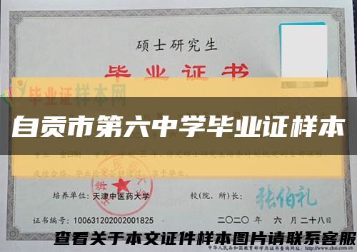 自貢市第六中學畢業證樣本縮略圖