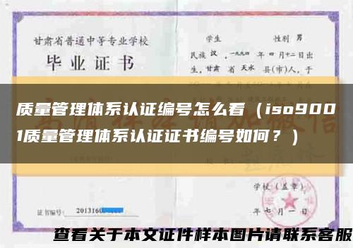 質量管理體系認證編號怎么看（iso9001質量管理體系認證證書編號如何？）縮略圖