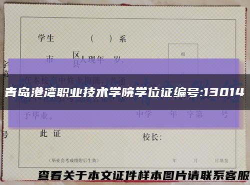 青島港灣職業技術學院學位證編號:13014縮略圖