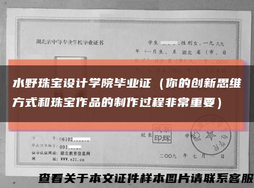 水野珠寶設計學院畢業證（你的創新思維方式和珠寶作品的制作過程非常重要）縮略圖