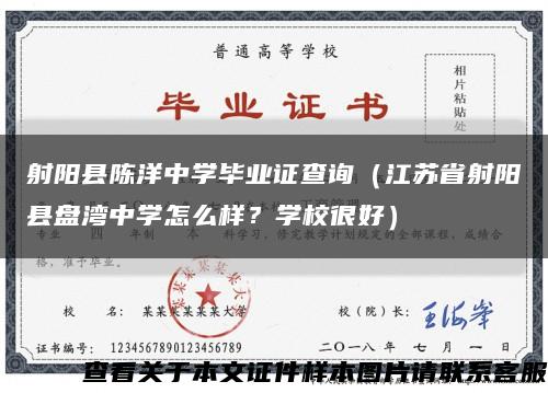 射陽縣陳洋中學畢業證查詢（江蘇省射陽縣盤灣中學怎么樣？學校很好）縮略圖