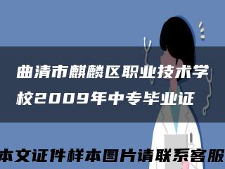 曲清市麒麟區職業技術學校2009年中專畢業證縮略圖