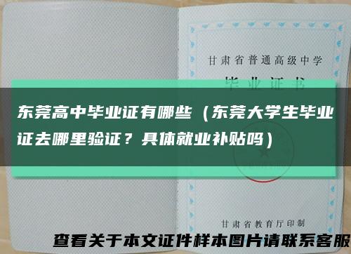 東莞高中畢業證有哪些（東莞大學生畢業證去哪里驗證？具體就業補貼嗎）縮略圖