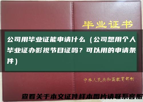 公司用畢業證能申請什么（公司想用個人畢業證辦影視節目證嗎？可以用的申請條件）縮略圖