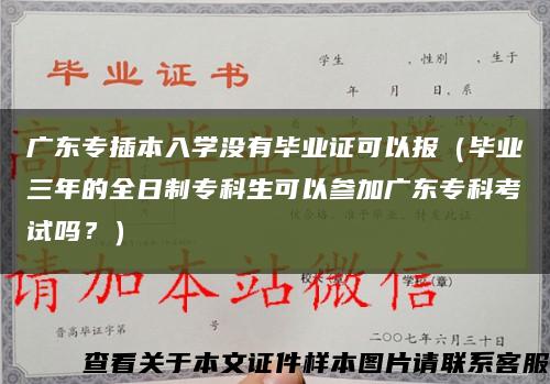 廣東專插本入學沒有畢業證可以報（畢業三年的全日制?？粕梢詤⒓訌V東?？瓶荚噯?？）縮略圖