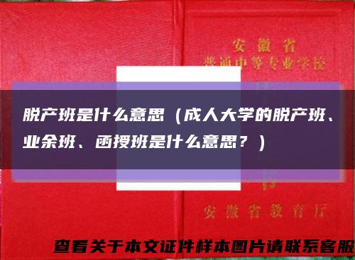 脫產班是什么意思（成人大學的脫產班、業余班、函授班是什么意思？）縮略圖