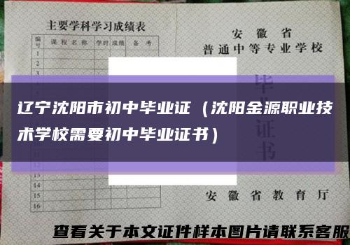 遼寧沈陽市初中畢業證（沈陽金源職業技術學校需要初中畢業證書）縮略圖