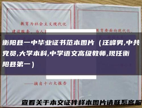 衡陽縣一中畢業證書范本圖片（汪峰男,中共黨員,大學本科,中學語文高級教師,現任衡陽縣第一）縮略圖