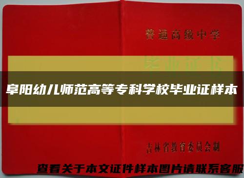 阜陽幼兒師范高等?？茖W校畢業證樣本縮略圖