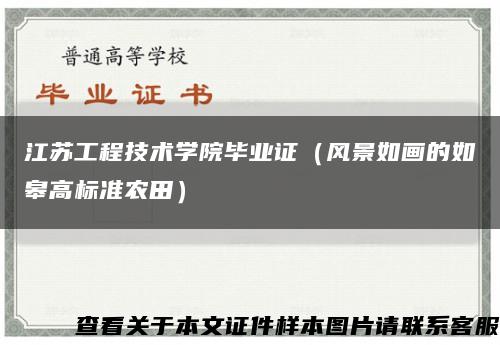 江蘇工程技術學院畢業證（風景如畫的如皋高標準農田）縮略圖