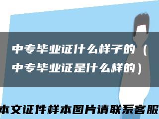 中專畢業證什么樣子的（中專畢業證是什么樣的）縮略圖