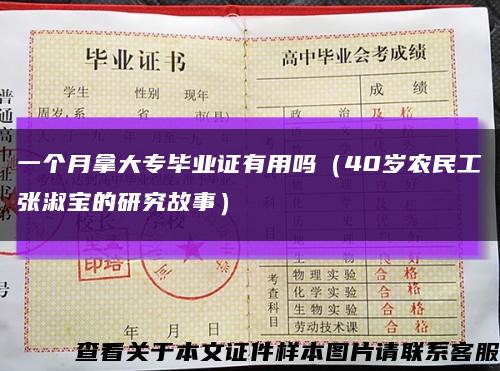 一個月拿大專畢業證有用嗎（40歲農民工張淑寶的研究故事）縮略圖