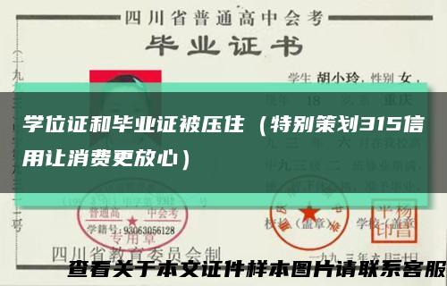 學位證和畢業證被壓?。ㄌ貏e策劃315信用讓消費更放心）縮略圖