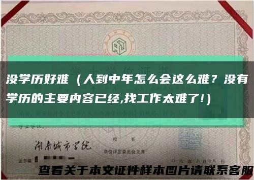沒學歷好難（人到中年怎么會這么難？沒有學歷的主要內容已經,找工作太難了!）縮略圖