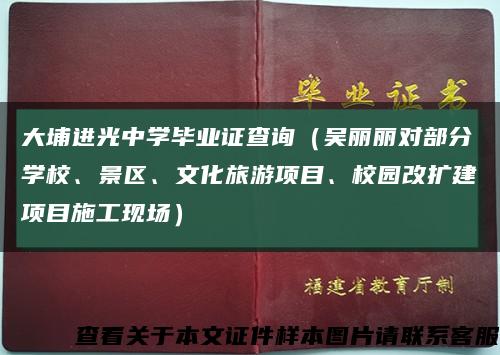 大埔進光中學畢業證查詢（吳麗麗對部分學校、景區、文化旅游項目、校園改擴建項目施工現場）縮略圖