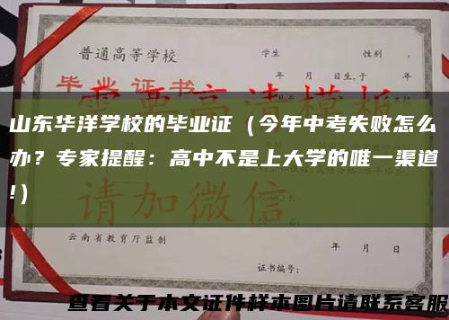 山東華洋學校的畢業證（今年中考失敗怎么辦？專家提醒：高中不是上大學的唯一渠道!）縮略圖