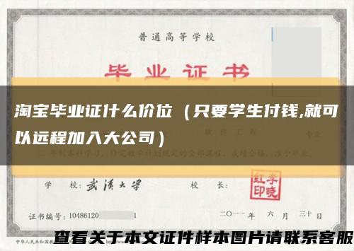 淘寶畢業證什么價位（只要學生付錢,就可以遠程加入大公司）縮略圖