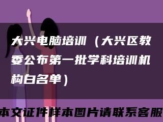 大興電腦培訓（大興區教委公布第一批學科培訓機構白名單）縮略圖