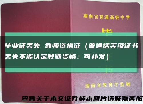 畢業證丟失 教師資格證（普通話等級證書丟失不能認定教師資格：可補發）縮略圖