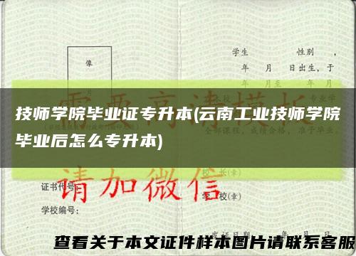 技師學院畢業證專升本(云南工業技師學院畢業后怎么專升本)縮略圖