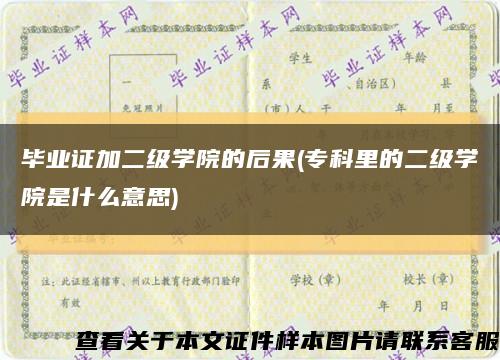 畢業證加二級學院的后果(?？评锏亩墝W院是什么意思)縮略圖