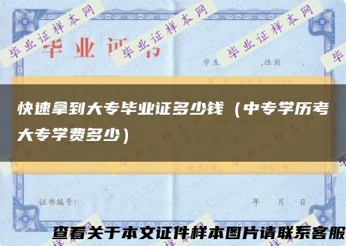快速拿到大專畢業證多少錢（中專學歷考大專學費多少）縮略圖