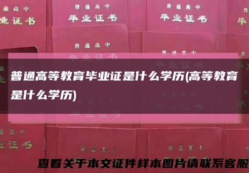 普通高等教育畢業證是什么學歷(高等教育是什么學歷)縮略圖