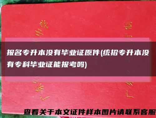 報名專升本沒有畢業證原件(統招專升本沒有?？飘厴I證能報考嗎)縮略圖