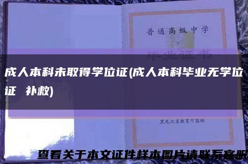 成人本科未取得學位證(成人本科畢業無學位證 補救)縮略圖