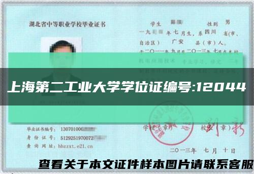 上海第二工業大學學位證編號:12044縮略圖
